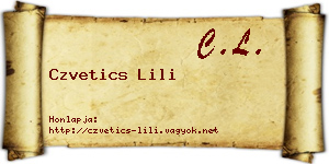 Czvetics Lili névjegykártya
